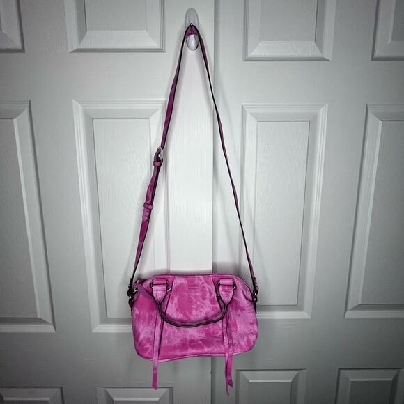 Aimee Kestenberg Let’s Ride Tie Dye Convertible Satchel Crossbody Barbie Pink - Picture 4 of 12
